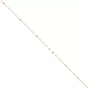 Cadena de malla fantasía y resina epoxi 1,5mm - Acero inoxidable 304 Dorado - Naranja x1m