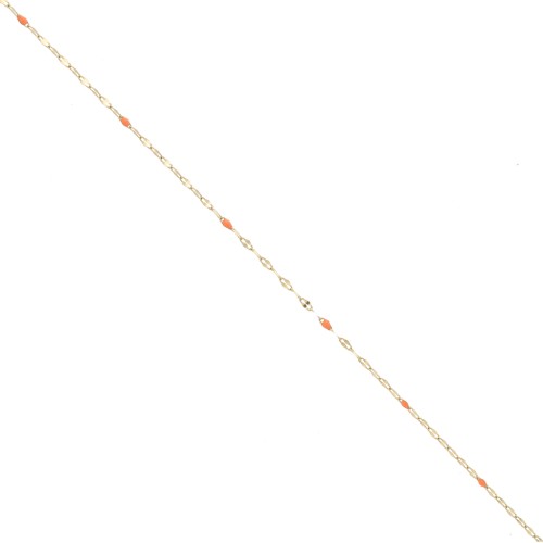 Cadena de malla fantasía y resina epoxi 1,5mm - Acero inoxidable 304 Dorado - Naranja x1m