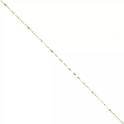 Cadena de malla fantasía y resina epoxi 1,5mm - Acero inoxidable 304 Dorado - Naranja x1m