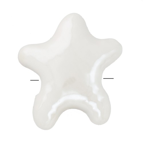 Cuentas de cerámica estrella de mar 12x11 mm - Blanco iridiscente x5
