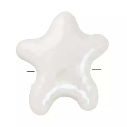 Cuentas de cerámica estrella de mar 12x11 mm - Blanco iridiscente x5