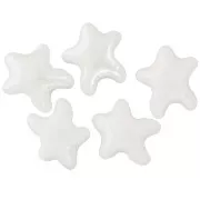 Cuentas de cerámica estrella de mar 12x11 mm - Blanco iridiscente x5