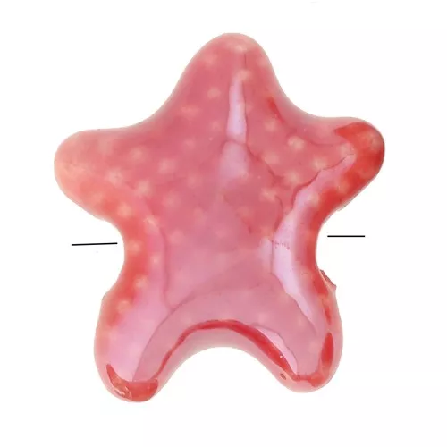 Cuentas de cerámica estrella de mar 12x11 mm - Rojo iridiscente x5