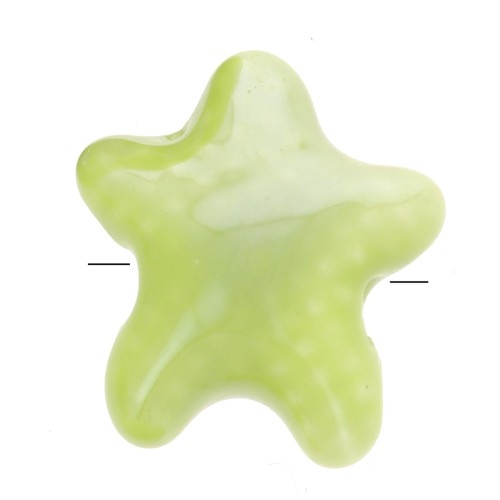 Cuentas de cerámica estrella de mar 12x11 mm - Verde iridiscente x5