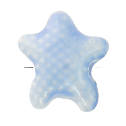 Cuentas de cerámica estrella de mar 12x11 mm - Azul cielo iridiscente x5