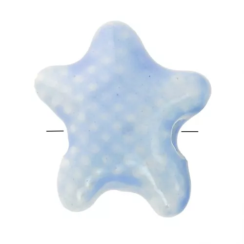 Cuentas de cerámica estrella de mar 12x11 mm - Azul cielo iridiscente x5