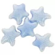 Cuentas de cerámica estrella de mar 12x11 mm - Azul cielo iridiscente x5