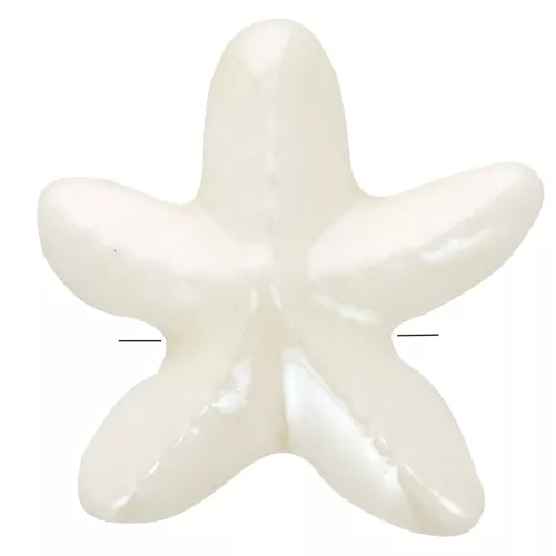 Cuentas de cerámica estrella de mar 17 mm - Blanco iridiscente x5