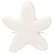 Cuentas de cerámica estrella de mar 17 mm - Blanco iridiscente x5