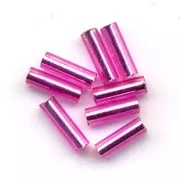 Cuentas de Rocalla Preciosa, tubos de 6,5 x 2 mm, color rosa con revestimiento plateado, 20 g