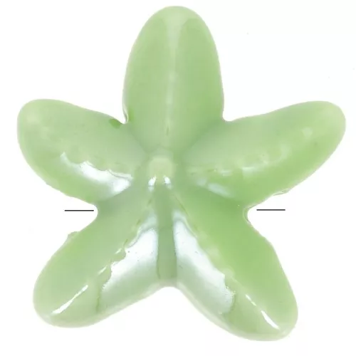 17 mm cuentas de cerámica estrella de mar - Verde iridiscente x5