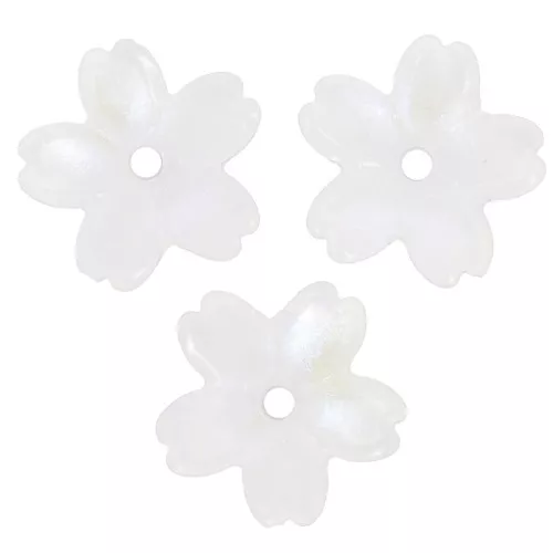 Tazones flor de cristal 11 mm - Blanco efecto perla x10