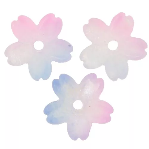 Cuencos florales 11 mm en vidrio bicolor - Azul - Rosa x10