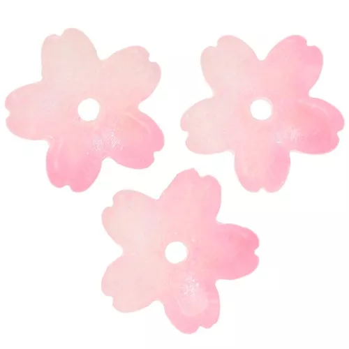 Cuencos florales 11 mm en vidrio bicolor - Rosa - Rosa claro con efecto perla x10