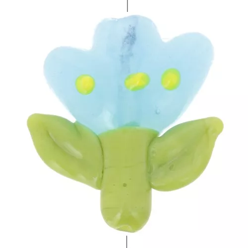 Cuenta de cristal Flor 21,5x20 mm - Azul - Verde x1