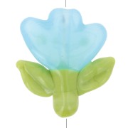 Cuenta de cristal Flor 21,5x20 mm - Azul - Verde x1