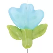 Cuenta de cristal Flor 21,5x20 mm - Azul - Verde x1