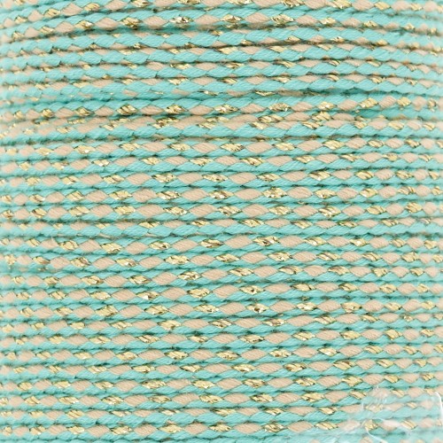 Cordón de algodón trenzado e hilo metálico 1,5 mm - Veraman - Arena - Dorado x1m