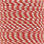 Cordón de algodón trenzado y del hilo metálico 1,5 mm - Rojo - Blanco - Dorado x1m