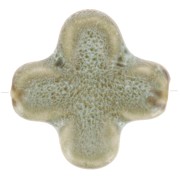 Cuenta cruz de cerámica 21 mm - Cian claro jaspeado x5