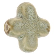 Cuenta cruz de cerámica 21 mm - Cian claro jaspeado x5