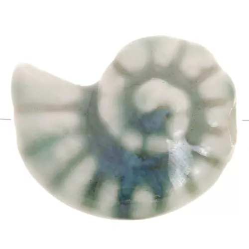 Cuenta de cerámica de concha 20x16 mm - Verde salvia - Jaspeado púrpura x1