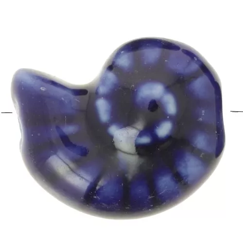 Cuenta de cerámica de concha 20x16 mm - Azul oscuro x1