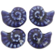 Cuenta de cerámica de concha 20x16 mm - Azul oscuro x1