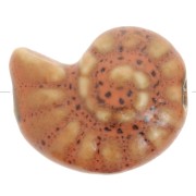 Perla de concha de cerámica 20x16 mm - Terracota - Moteado negro x1