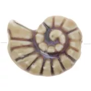Perla de concha de cerámica 20x16 mm - Beige - Marrón jaspeado x1