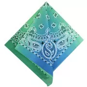 Bandana 100% algodón - Estampado cachemir - Tie and Dye - Verde oscuro - Verde - Azul x1