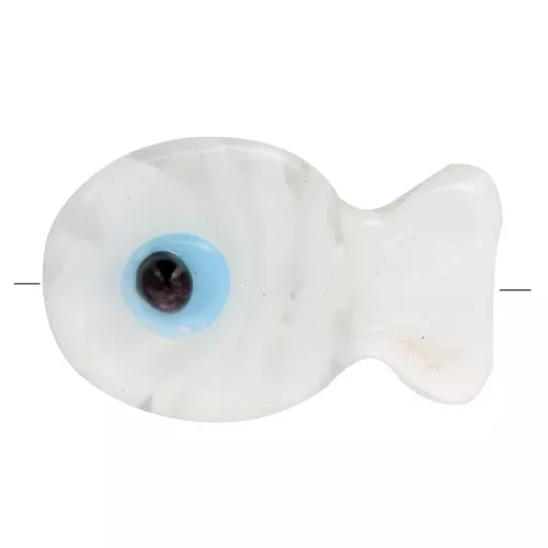 Cuenta de cristal pez 20x13 mm - Transparente - Blanco x1