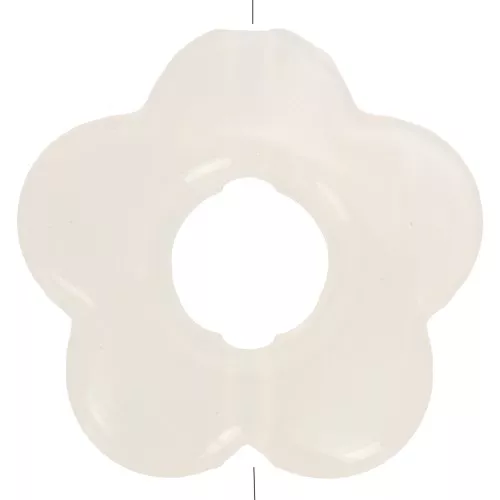 Cuentas flor de resina translúcida 14 mm - Beige jaspeado - Blanco x4