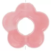 Perles fleur en résine translucide 14 mm - Marbré Rose corail x4