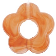 Cuentas flor de resina transparente 14 mm - Naranja oscuro jaspeado x4