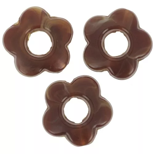 Cuentas flor de resina opaca 14 mm - Marrón oscuro jaspeado x4