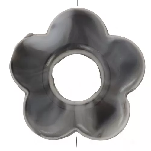 Cuentas flor de resina opaca 14 mm - Negro y blanco jaspeado x4