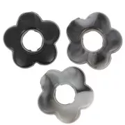 Cuentas flor de resina opaca 14 mm - Negro y blanco jaspeado x4