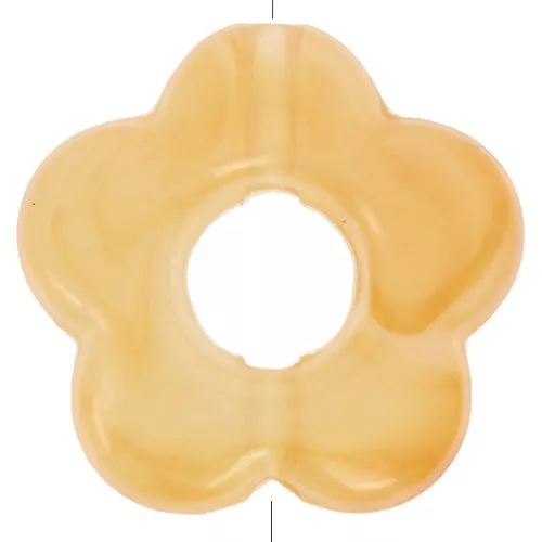 Cuentas flor de resina transparente 14 mm - Amarillo claro jaspeado - Naranja x4