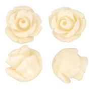 Cuentas semiperforadas flor sintética 8 mm - Crudo x4