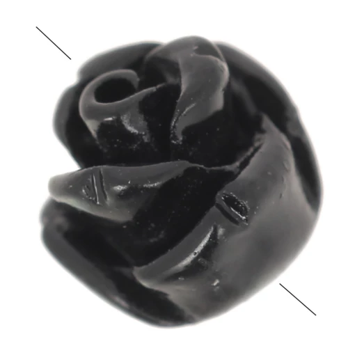 Cuentas semiperforadas flor sintética 8 mm - Negro x4