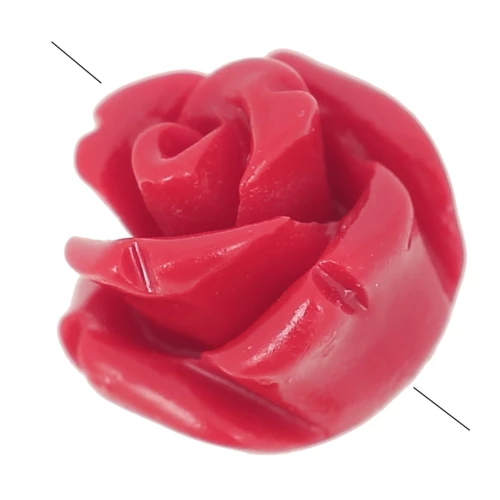 Cuentas semiperforadas flor sintética 8 mm - Rojo x4