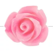Rosa - Cuentas flor sintética 10 mm - Rosa jaspeado - Crema x4 Cuentas flor sintética 10 mm - Rosa jaspeado - Crema x4