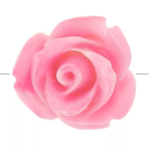 Cuentas flor sintética 10 mm - Rosa jaspeado - Crema x4