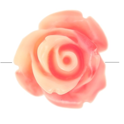 Cuentas flor sintética 10 mm - Rosa salmón jaspeado - Crema x4