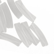 Cuentas tubulares curvadas de acrílico translúcido 19x5 mm - Gris claro jaspeado x10