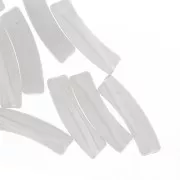 Blanco - Cuentas tubulares curvadas de acrílico translúcido 19x5 mm - Gris claro jaspeado x10 Cuentas tubulares curvadas de acrílico translúcido 19x5 mm - Gris claro jaspeado x10