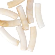 Cuentas tubo curvadas 19x5 mm en acrílico opaco - Beige jaspeado - Marrón x10
