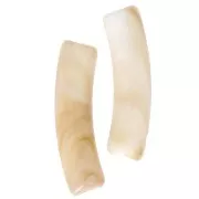 Cuentas tubo curvadas 19x5 mm en acrílico opaco - Beige jaspeado - Marrón x10