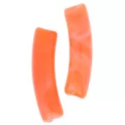 Perlas tubo curvadas 19x5 mm en acrílico translúcido - Naranja jaspeado x10
